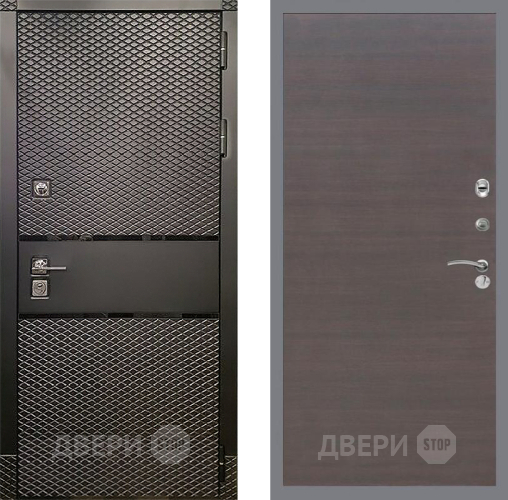 Входная металлическая Дверь Рекс (REX) 15 Черный Кварц GL венге поперечный в Яхроме