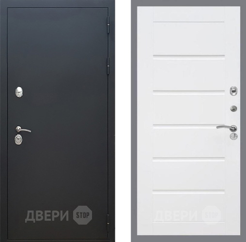 Дверь Рекс (REX) 5 Черный Муар Сити Белый ясень в Яхроме