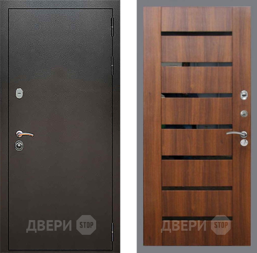 Входная металлическая Дверь Рекс (REX) 5 Серебро Антик СБ-14 стекло черное Орех бренди в Яхроме