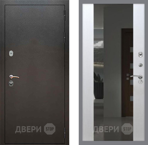 Входная металлическая Дверь Рекс (REX) 5 Серебро Антик СБ-16 с Зеркалом Лиственница беж в Яхроме