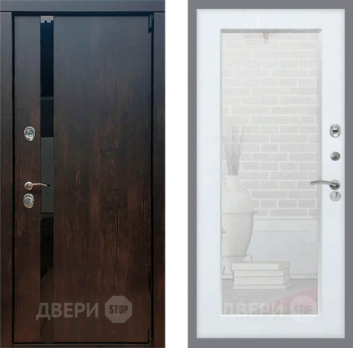 Входная металлическая Дверь Рекс (REX) 26 Зеркало Пастораль Белый ясень в Яхроме