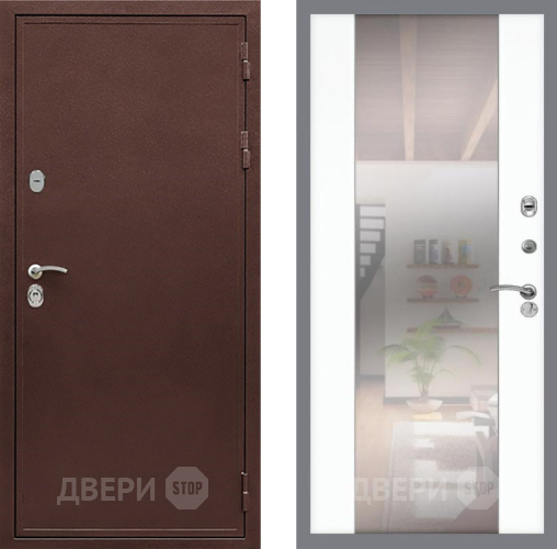 Дверь Рекс (REX) 5 металл 3 мм СБ-16 Зеркало Силк Сноу в Яхроме