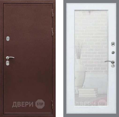 Входная металлическая Дверь Рекс (REX) 5 металл 3 мм Зеркало Пастораль Белый ясень в Яхроме